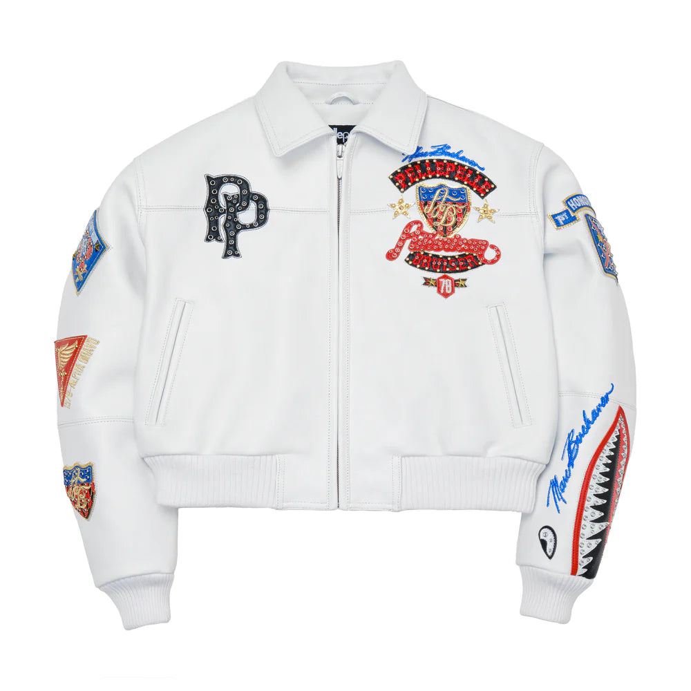White American Bruiser Plush Womens Crop Jacket