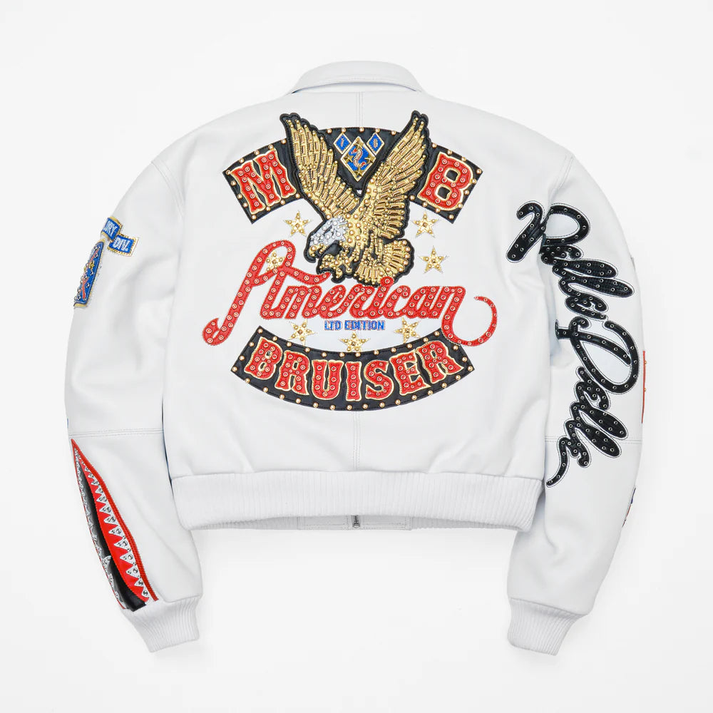 White American Bruiser Plush Womens Crop Jacket