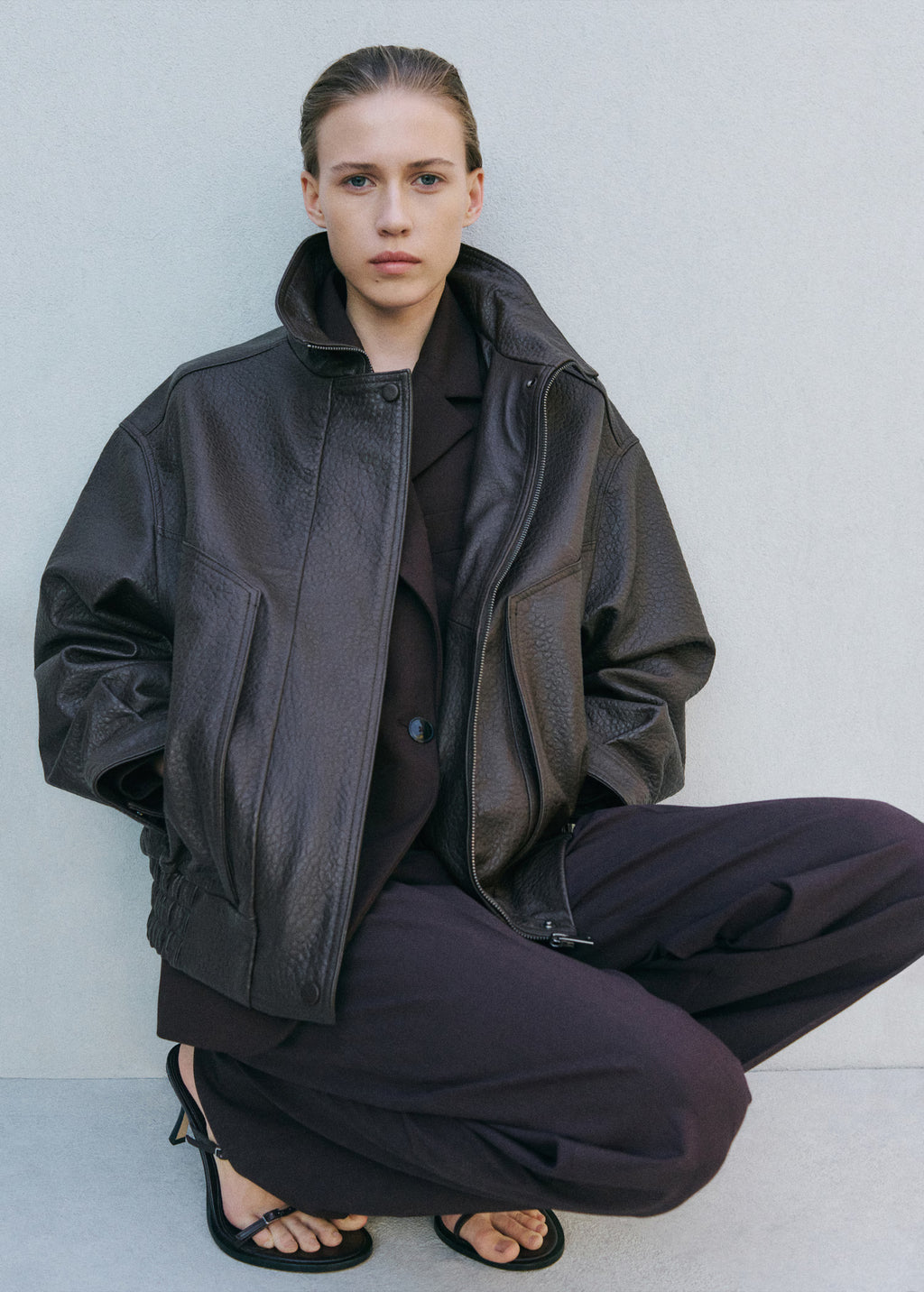 Womens Oversized Sheepskin  leather jacket