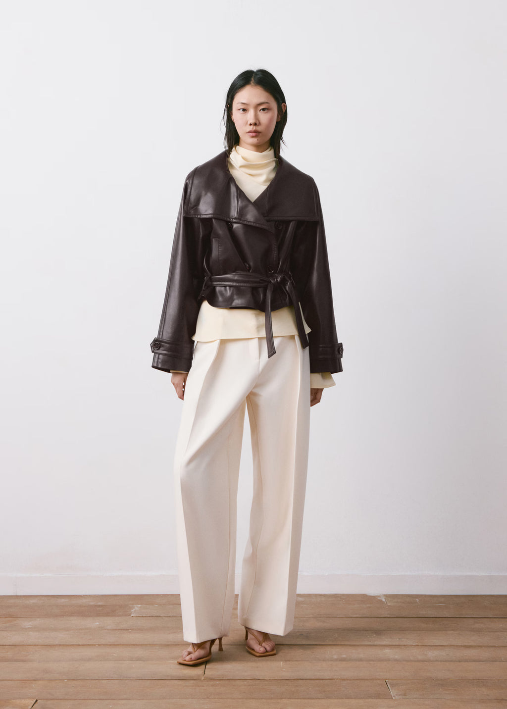 leather jacket with maxi lapels