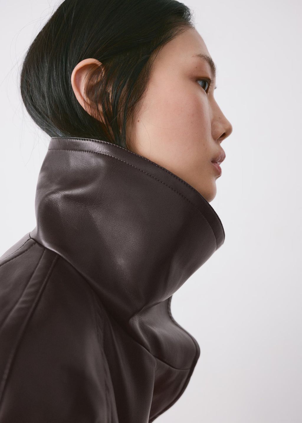leather jacket with maxi lapels