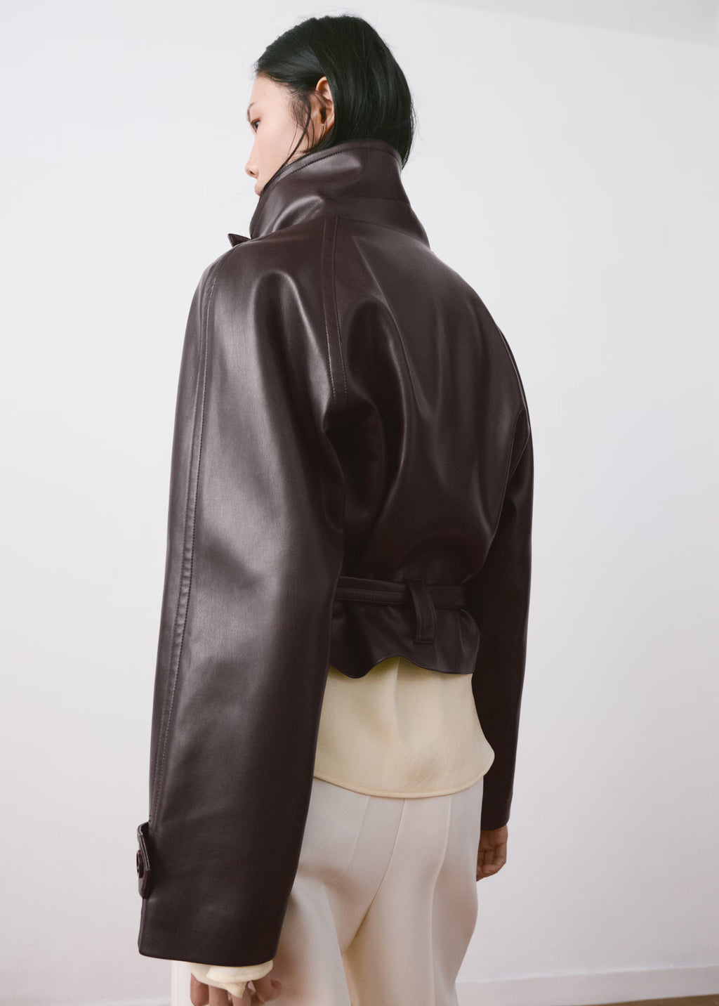 leather jacket with maxi lapels