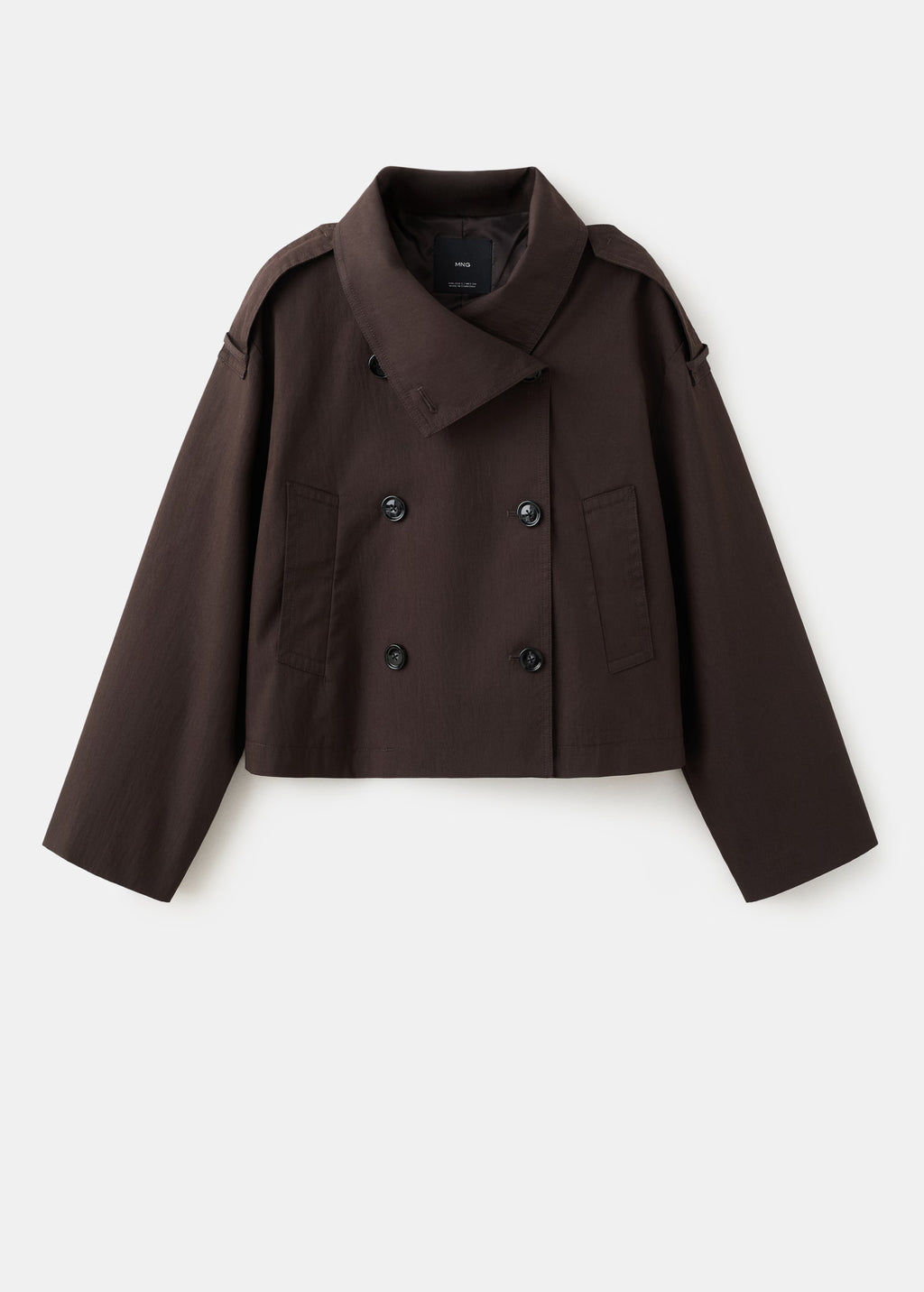 Funnel-neck cropped Cotton trench coat