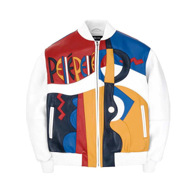 White Red Blue Picasso Leather Jacket | Men & Women