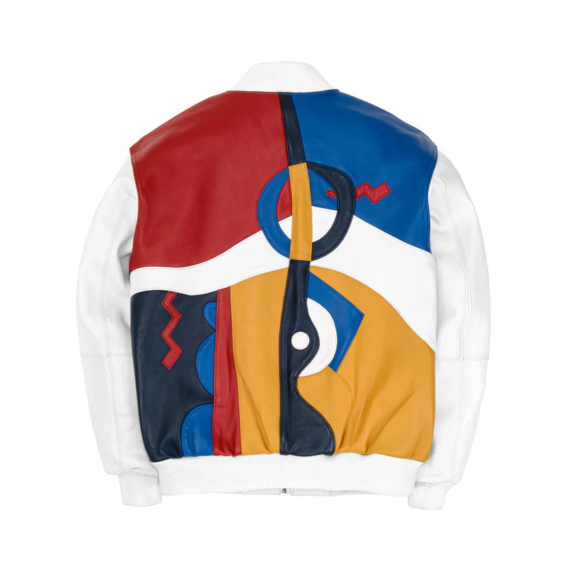 White Red Blue Picasso Leather Jacket | Men & Women