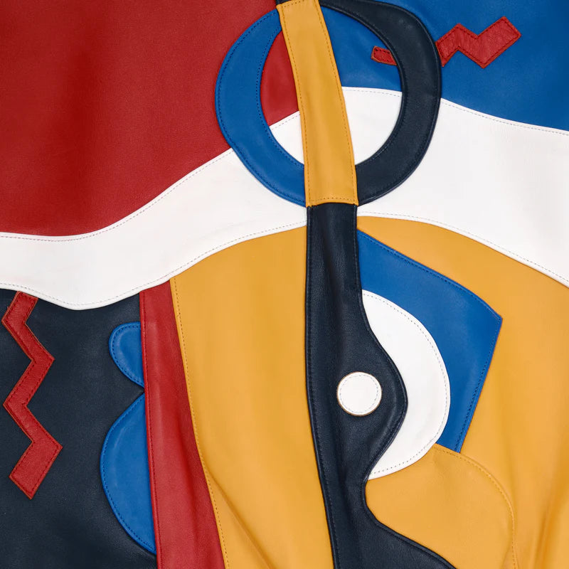 White Red Blue Picasso Leather Jacket | Men & Women