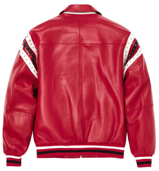 Encrusted Varsity Red Jacket | Plush Jacket