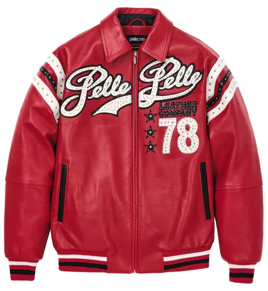 Encrusted Varsity Red Jacket | Plush Jacket