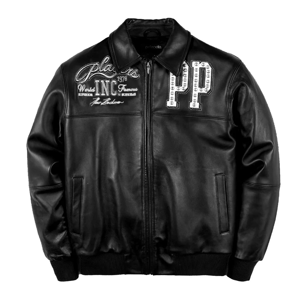 Players Inc Black Leather Jacket