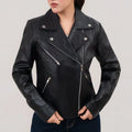 Erika Women’s Black Double Rider Biker Leather Jacket