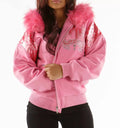 Pink Fur Hood Wool Jacket