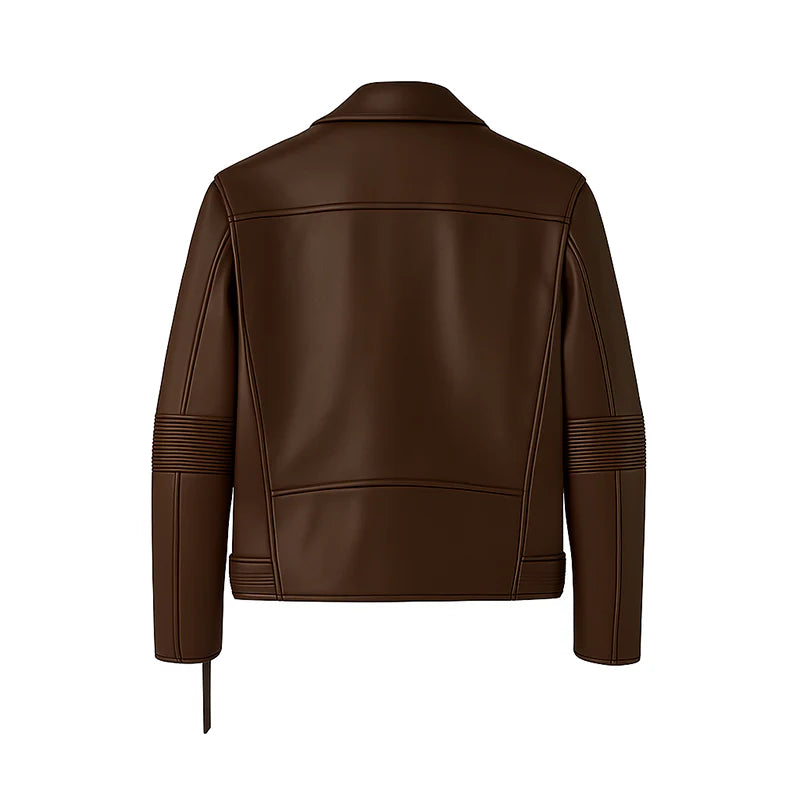 Men's Leather Biker Jacket with Zippers