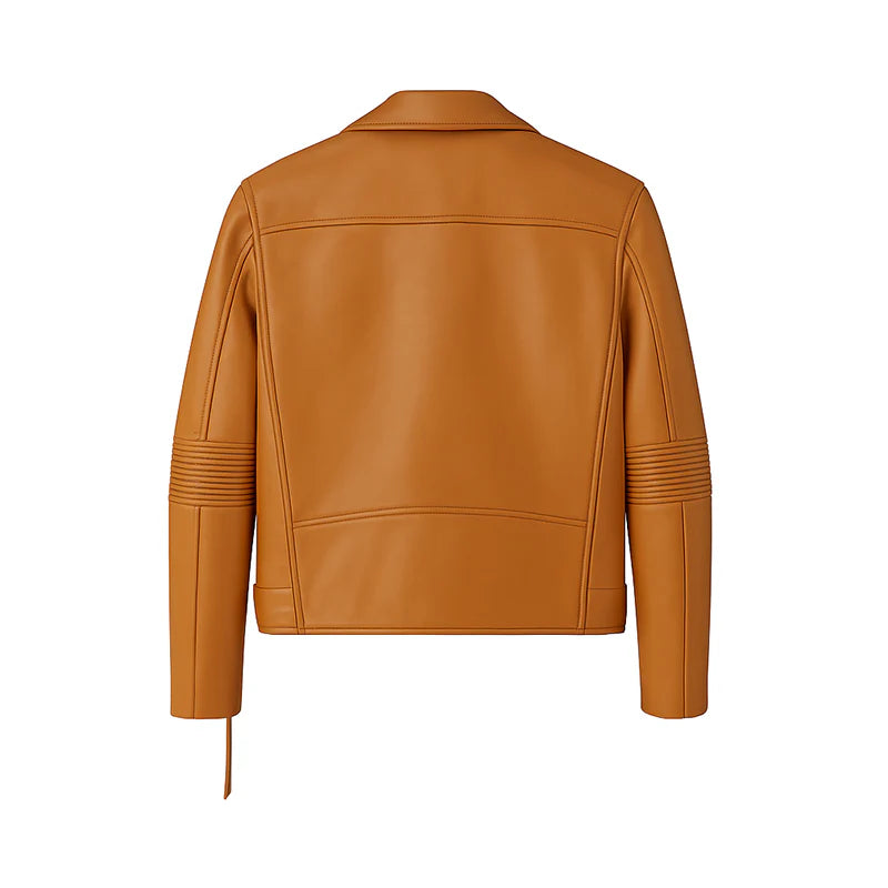 Men's Leather Biker Jacket with Zippers
