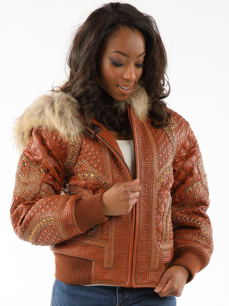 Encrusted Brown Stud Jacket