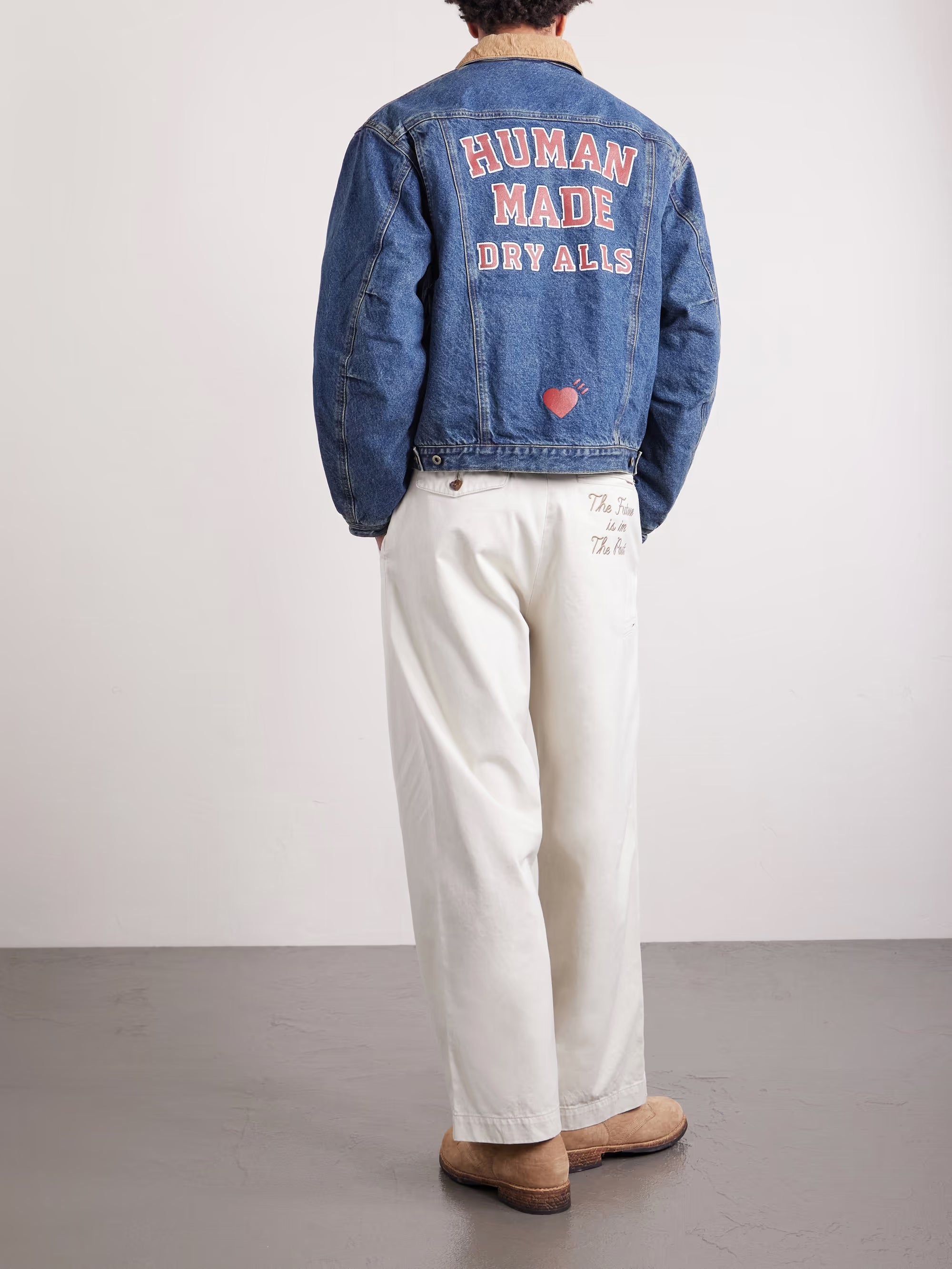 HUMAN MADE Corduroy-Trimmed Logo-Embroidered Denim Jacket