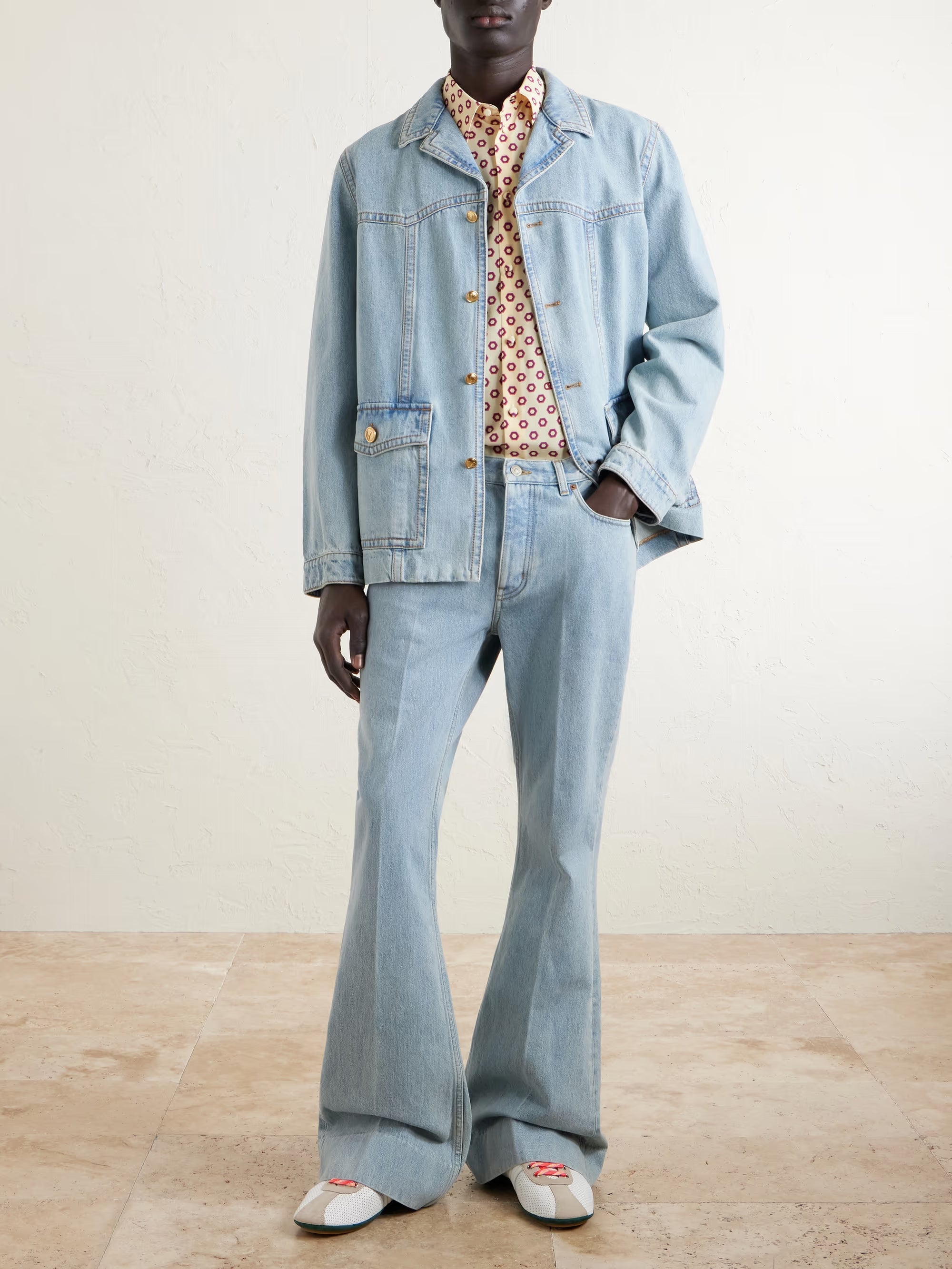VALENTINO GARAVANI Camp-Collar Denim Jacket