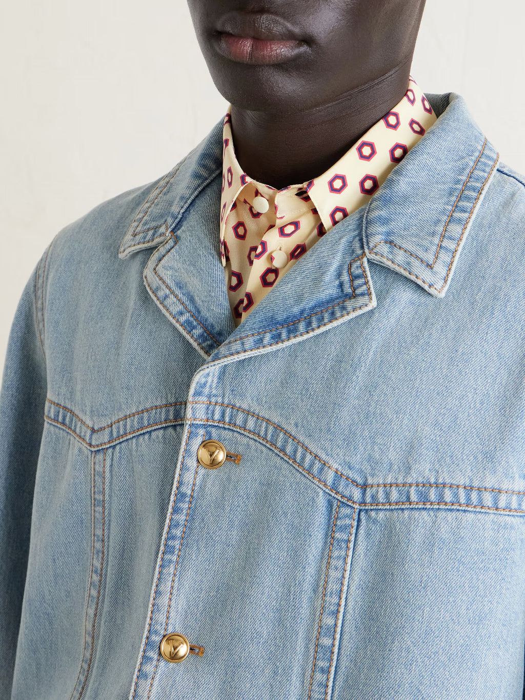 VALENTINO GARAVANI Camp-Collar Denim Jacket