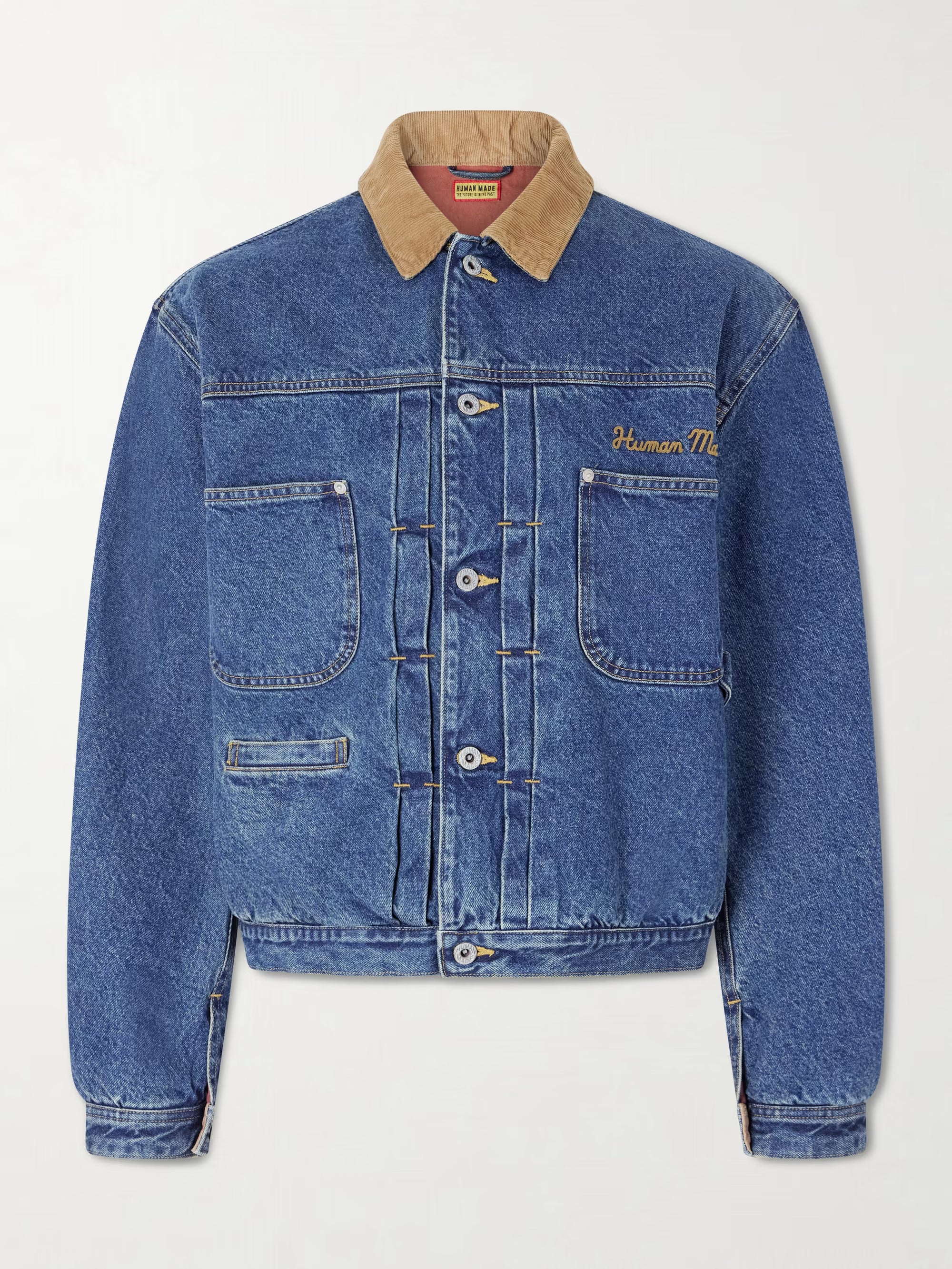 HUMAN MADE Corduroy-Trimmed Logo-Embroidered Denim Jacket