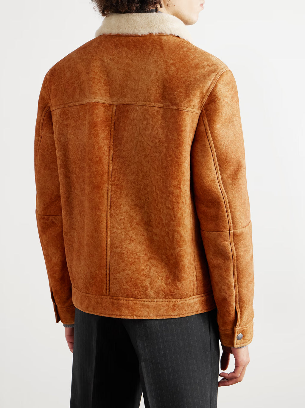 BRUNELLO CUCINELLI Shearling-Trimmed Suede Trucker Jacket