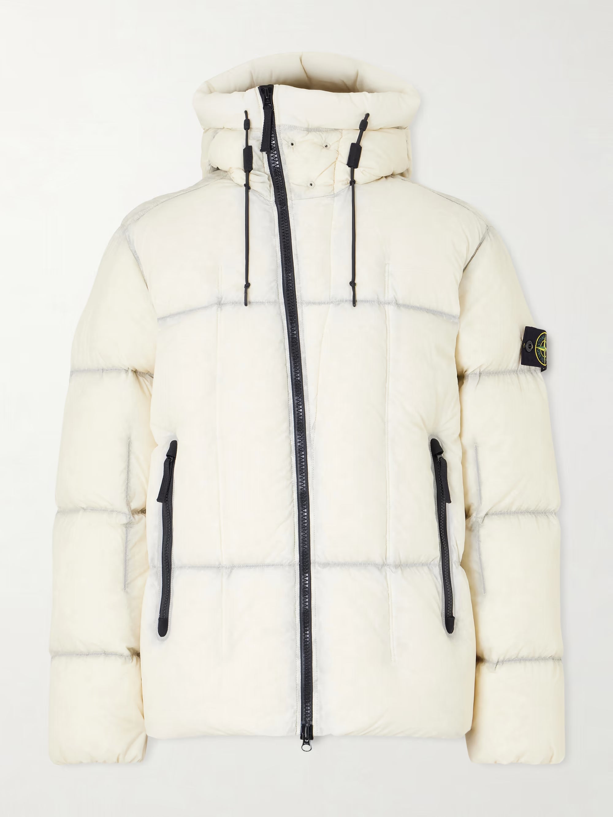 STONE ISLAND Logo-Appliquéd Quilted Nylon Hooded Down Jacket