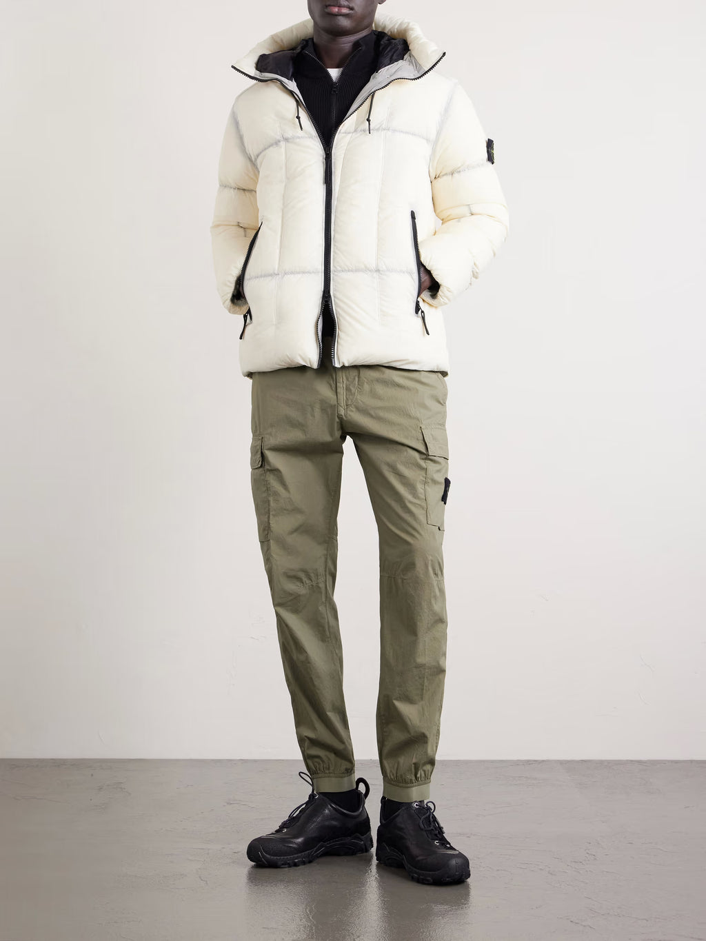 STONE ISLAND Logo-Appliquéd Quilted Nylon Hooded Down Jacket