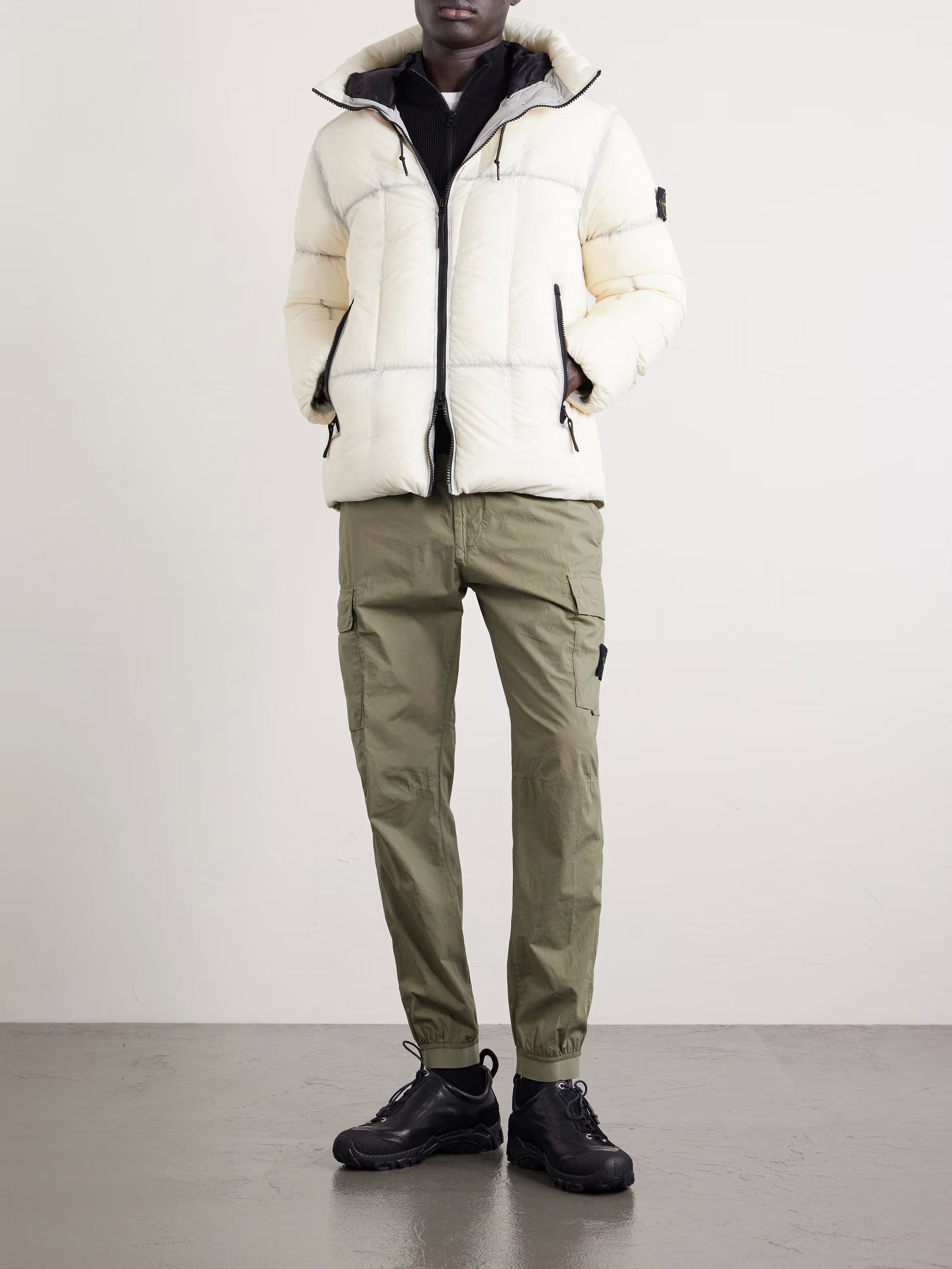 STONE ISLAND Logo-Appliquéd Quilted Nylon Hooded Down Jacket