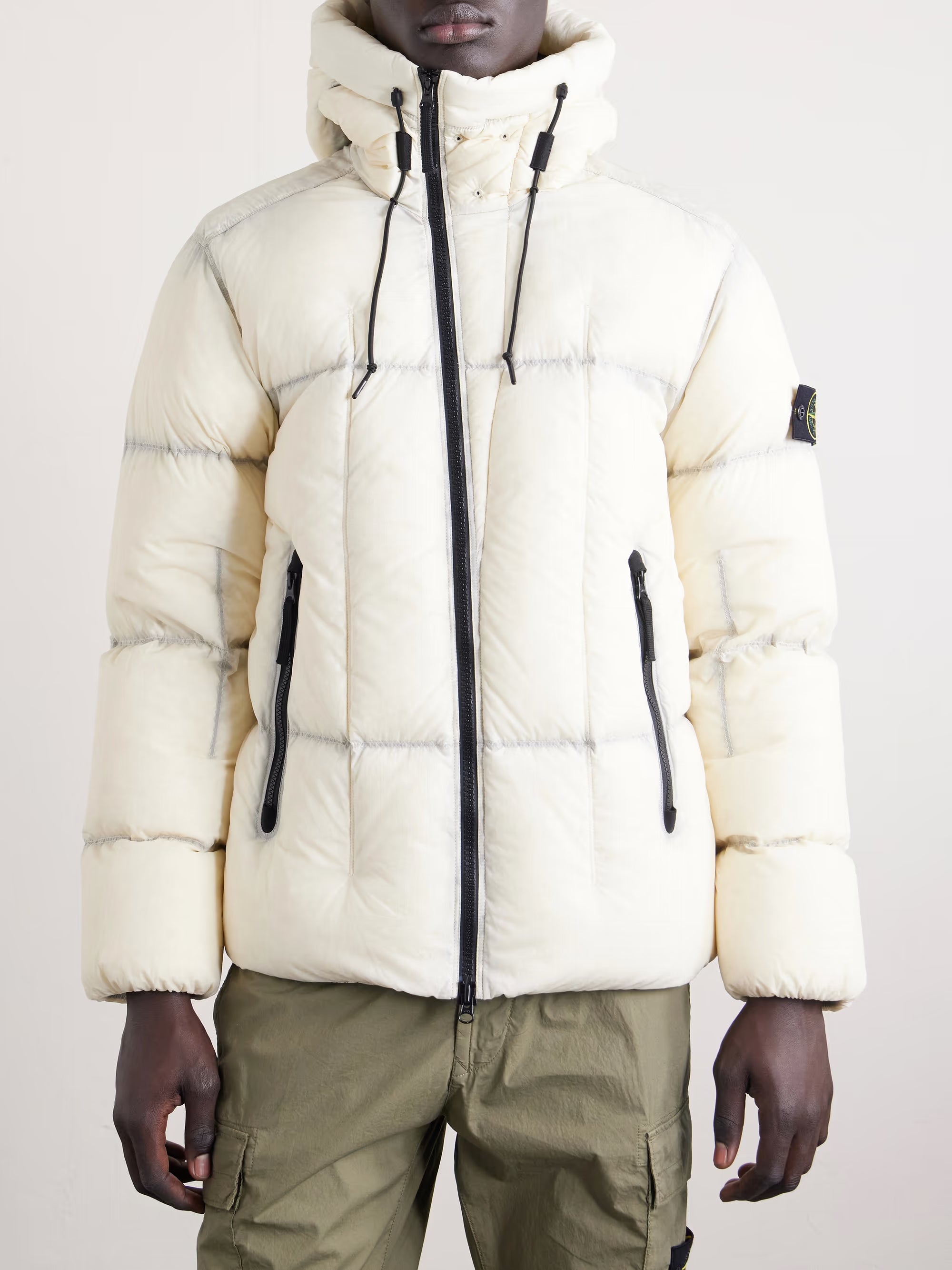 STONE ISLAND Logo-Appliquéd Quilted Nylon Hooded Down Jacket