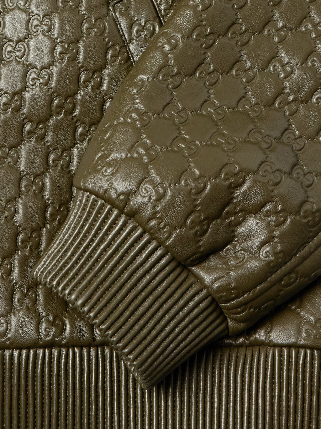 Shearling-Trimmed Logo-Debossed Leather Jacket