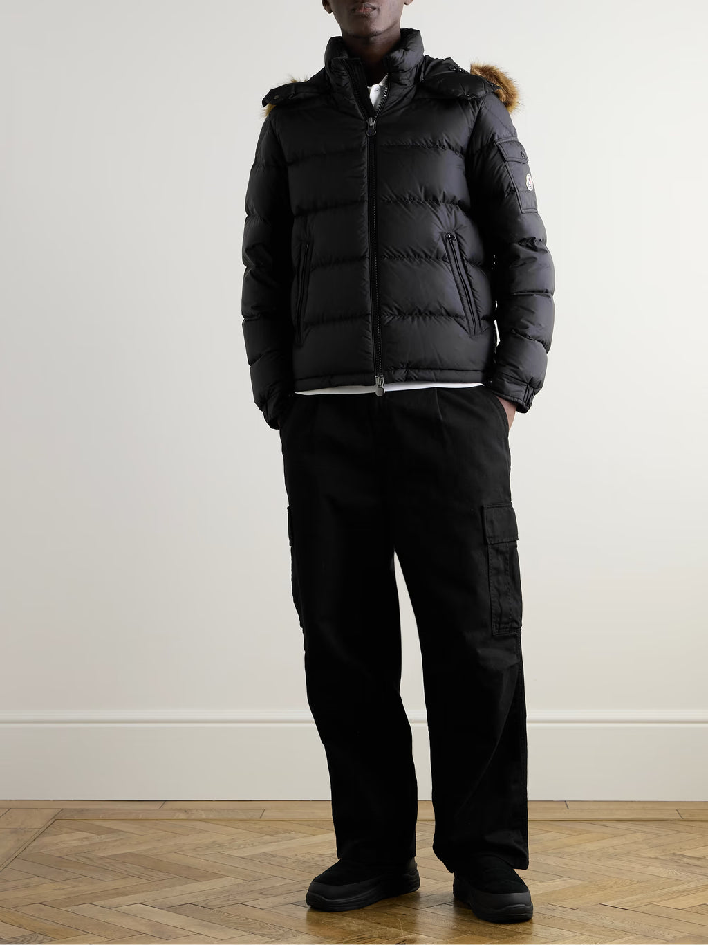 Moncler Mayaf Faux Fur-Trimmed Quilted Shell Down Jacket