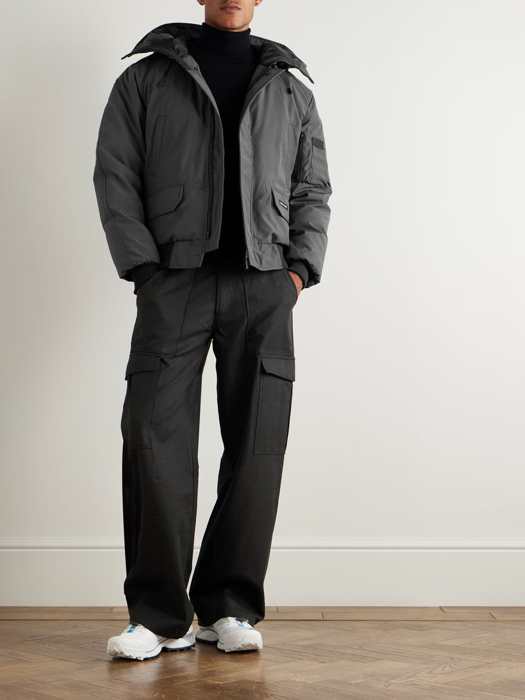 Brianda Mens Classic Grey Down Hooded Jacket