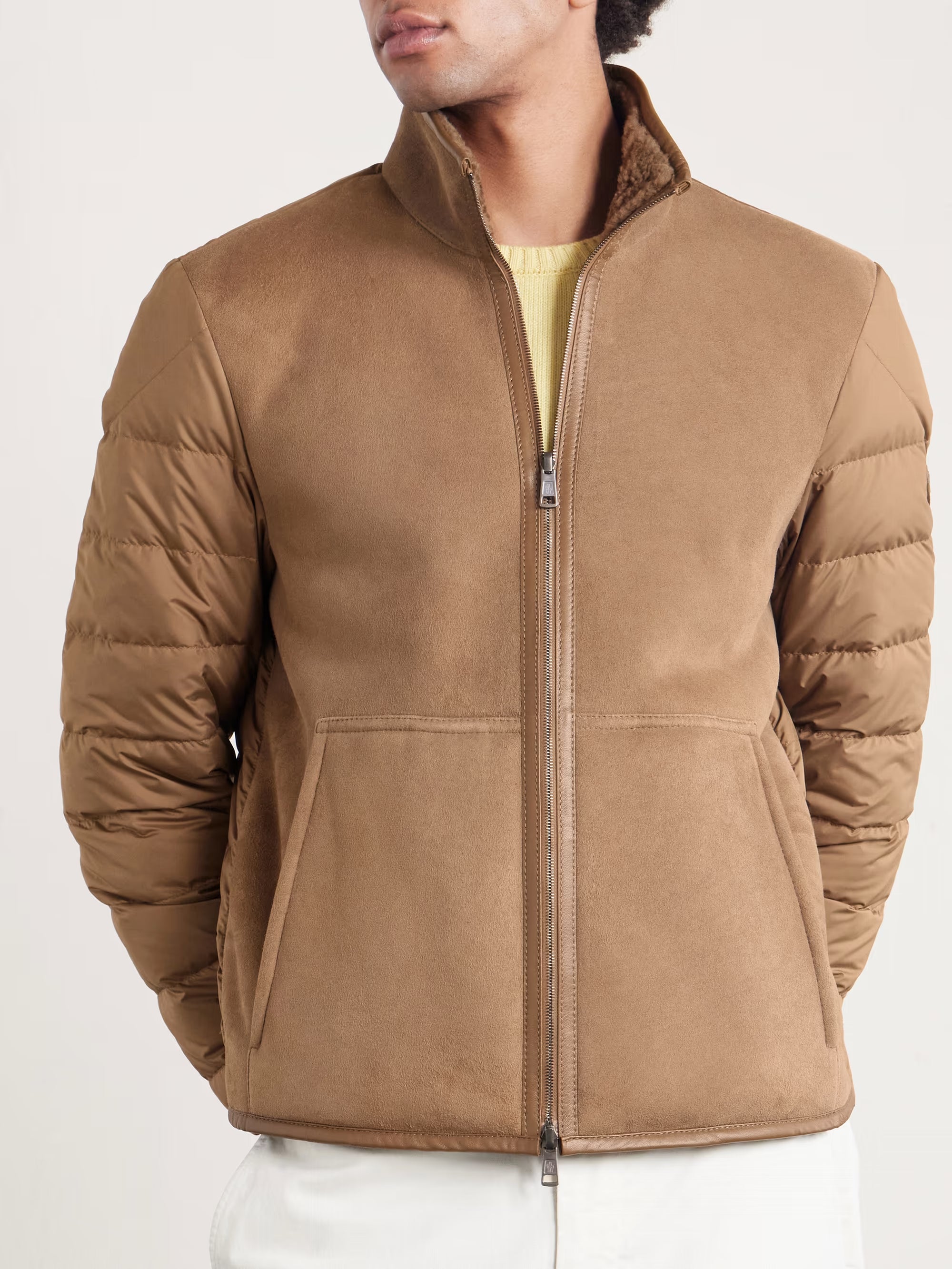 MONCLER Crachin Reversible Leather-Trimmed Quilted Shell and Shearling Down Jacket