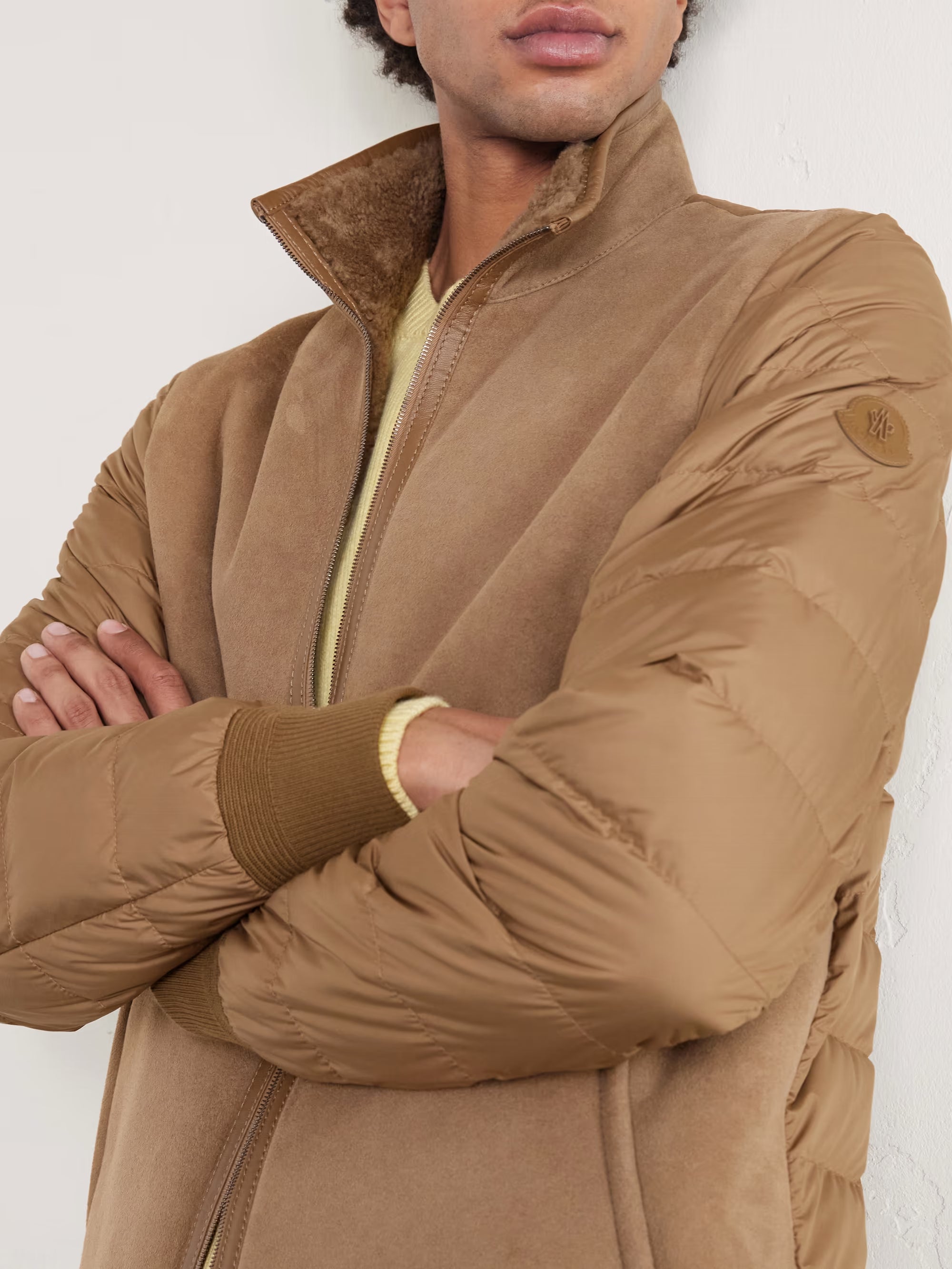 MONCLER Crachin Reversible Leather-Trimmed Quilted Shell and Shearling Down Jacket