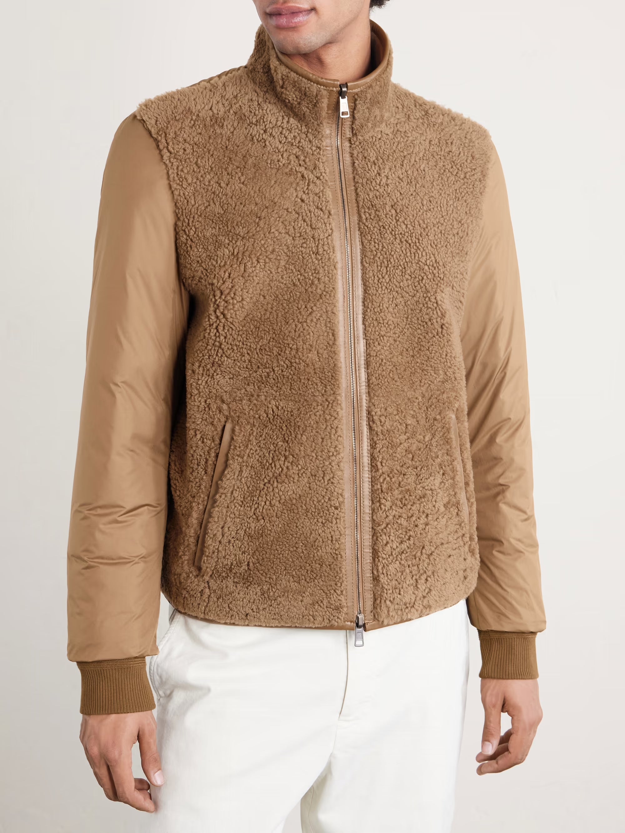 MONCLER Crachin Reversible Leather-Trimmed Quilted Shell and Shearling Down Jacket