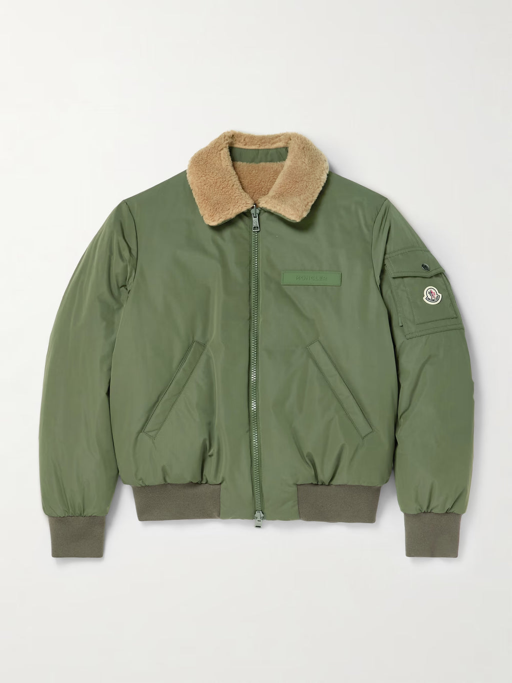 MONCLER Maulevrier Reversible Plush and Shell Bomber Jacket