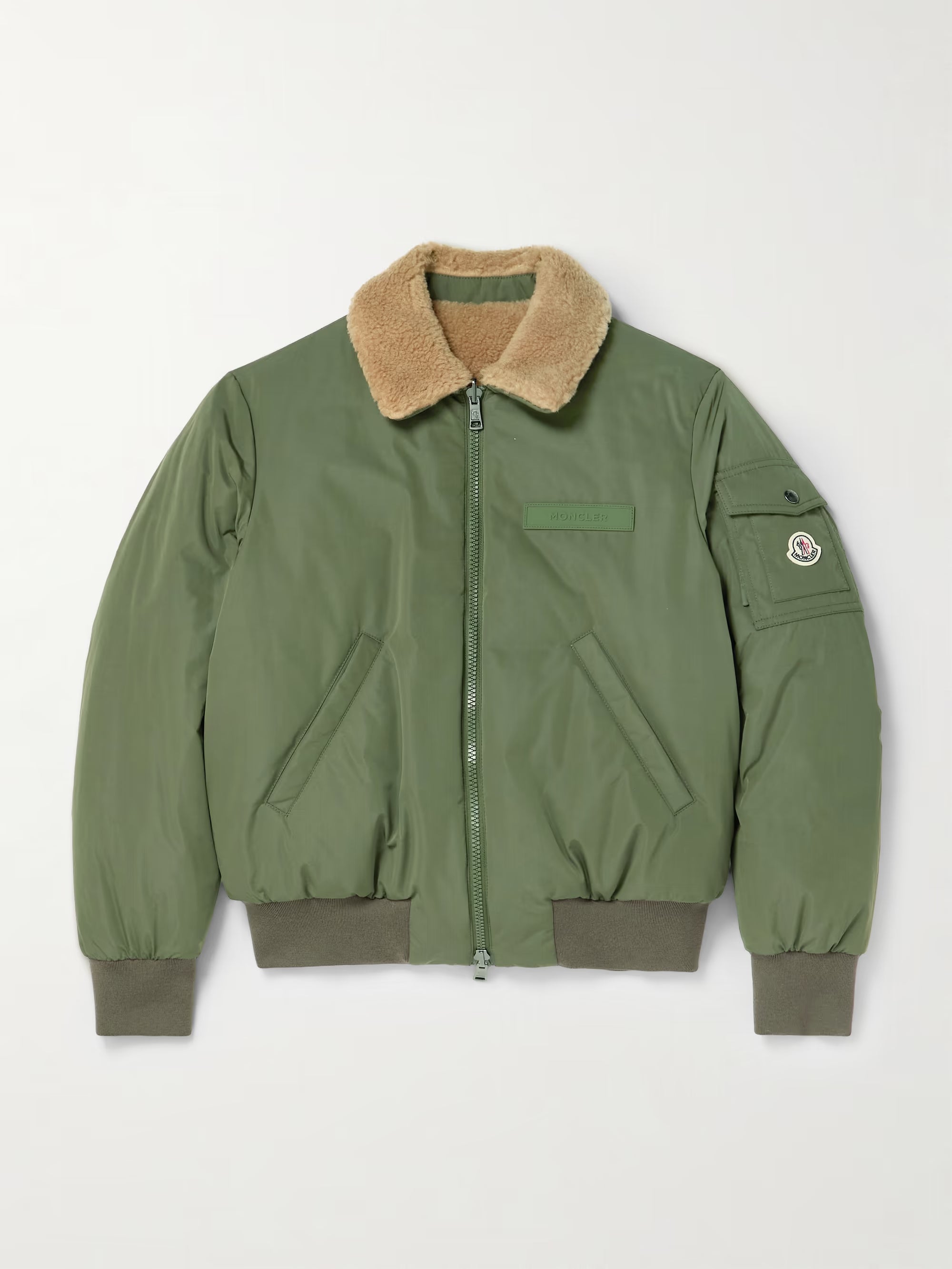 MONCLER Maulevrier Reversible Plush and Shell Bomber Jacket