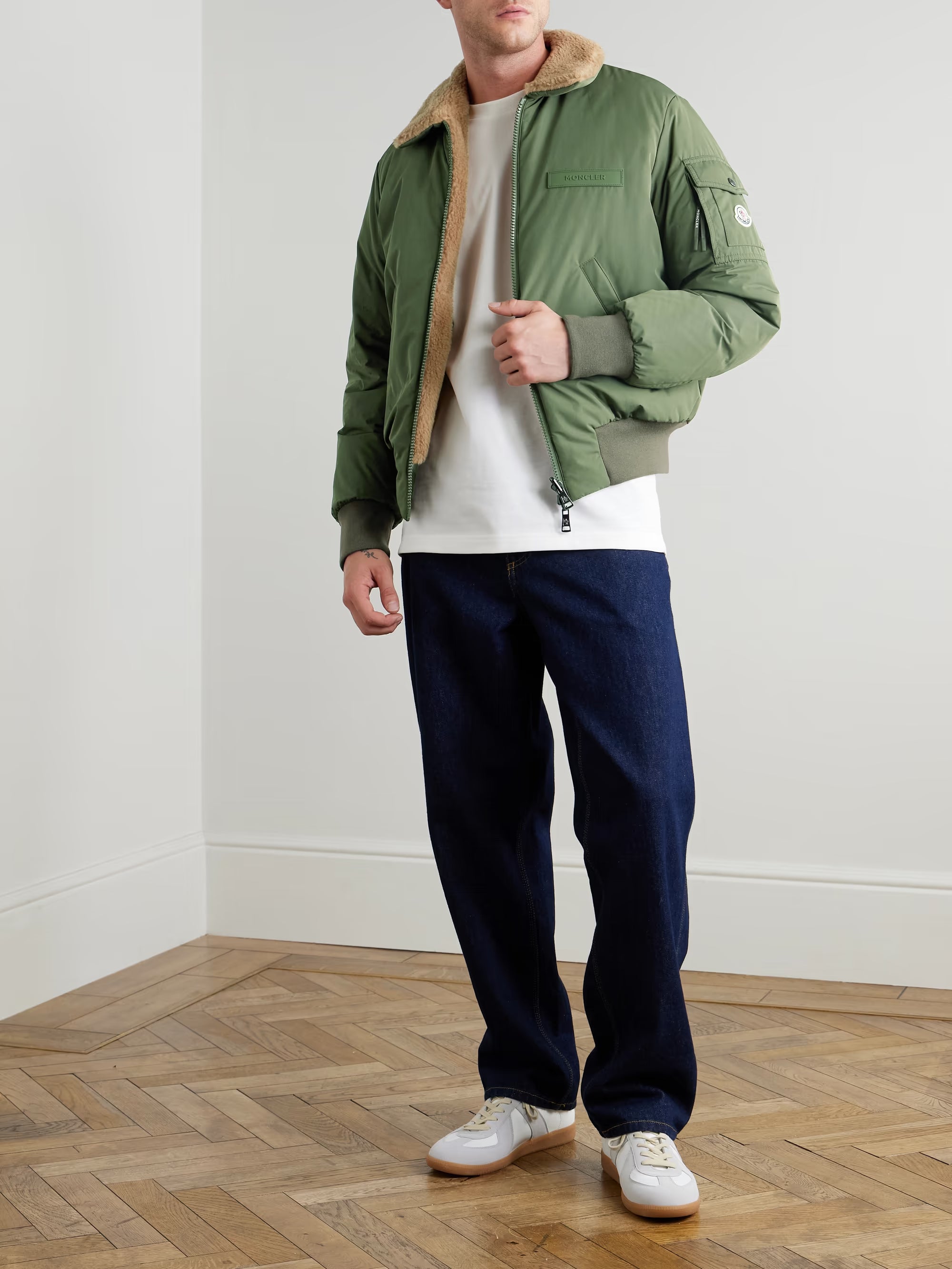 MONCLER Maulevrier Reversible Plush and Shell Bomber Jacket