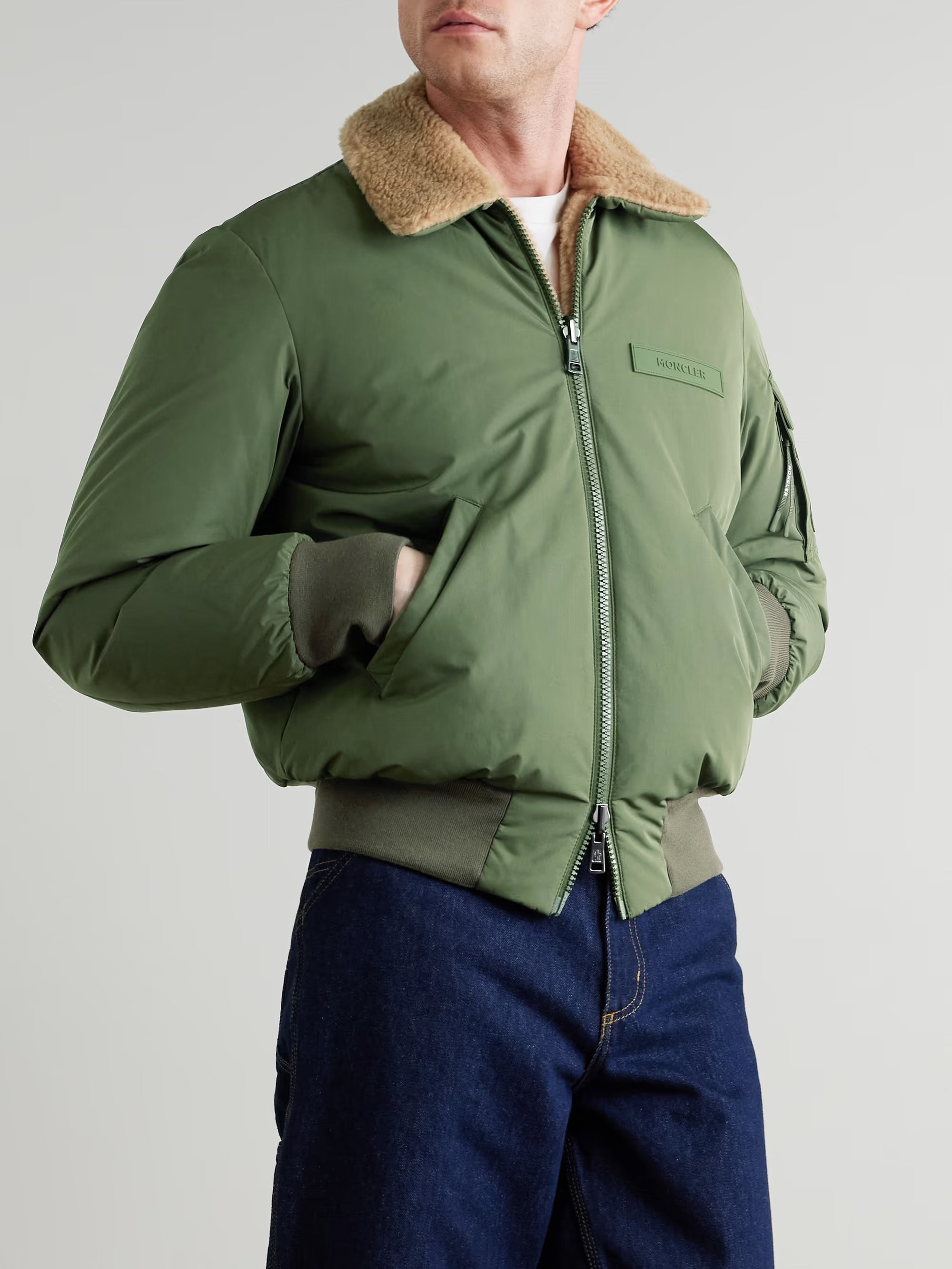 MONCLER Maulevrier Reversible Plush and Shell Bomber Jacket