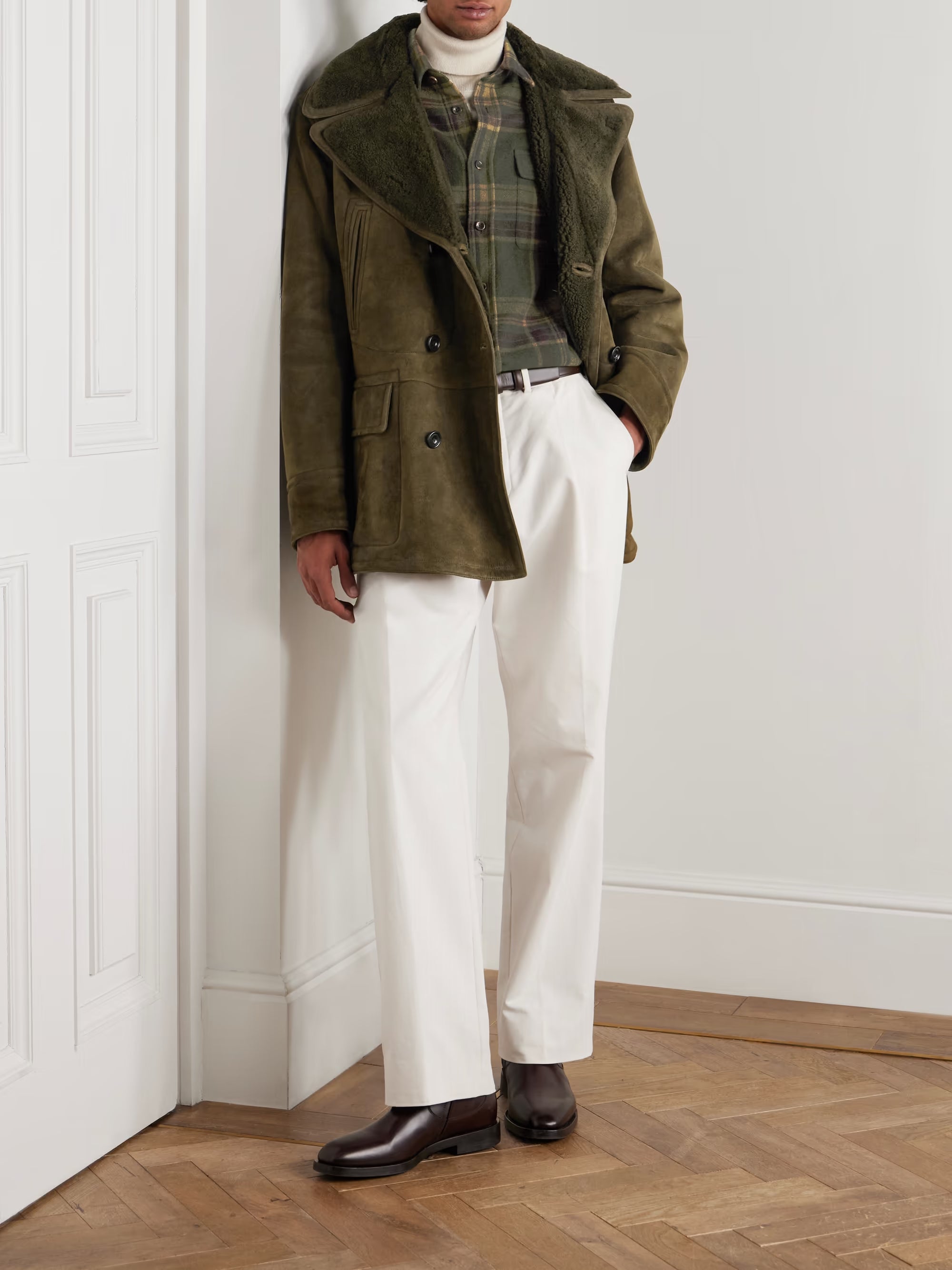 Double-Breasted Shearling Jacket