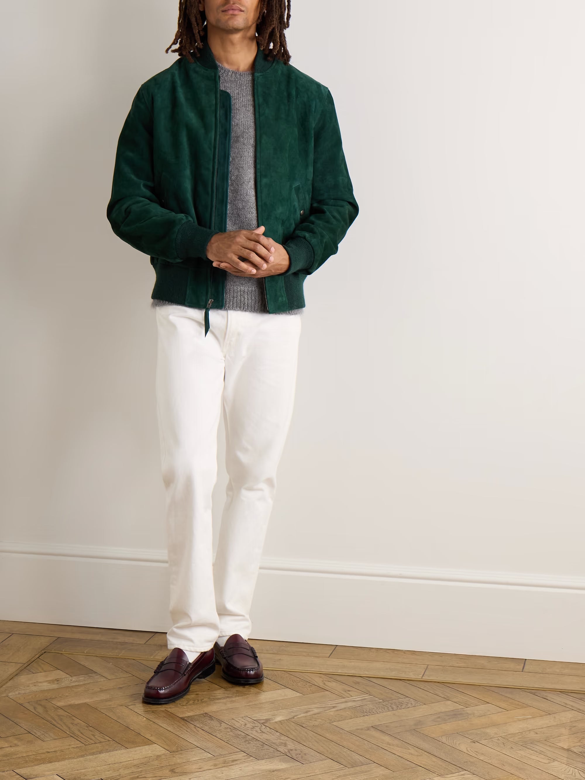 GOLDEN BEAR Suede Bomber Jacket