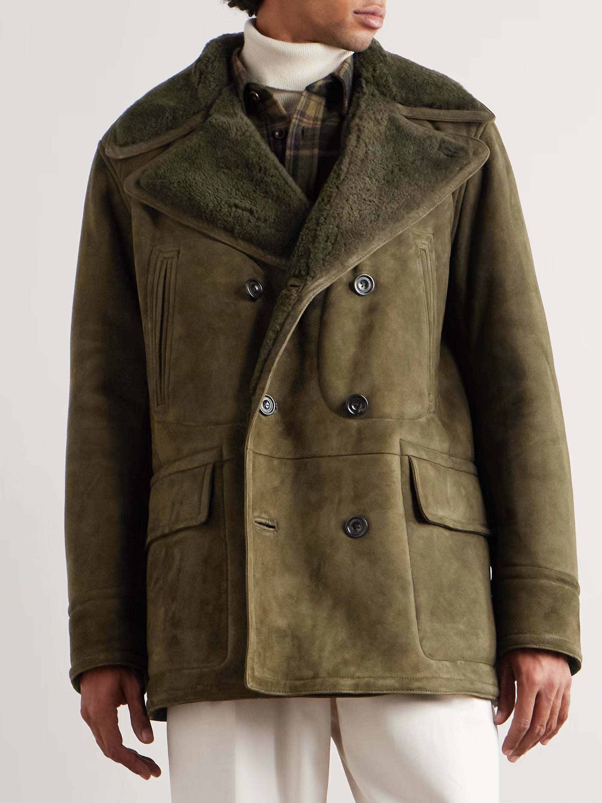 Double-Breasted Shearling Jacket