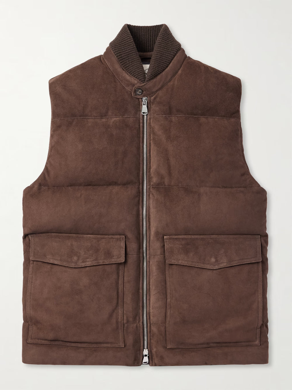 VALSTAR Locke Wool-Trimmed Quilted Suede Down Gilet