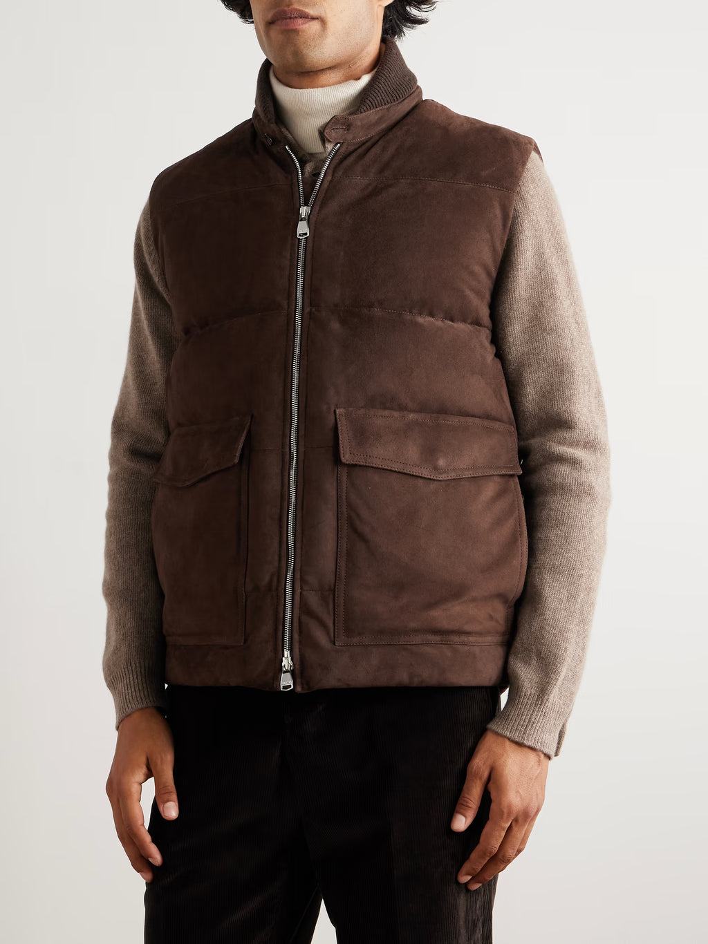 VALSTAR Locke Wool-Trimmed Quilted Suede Down Gilet