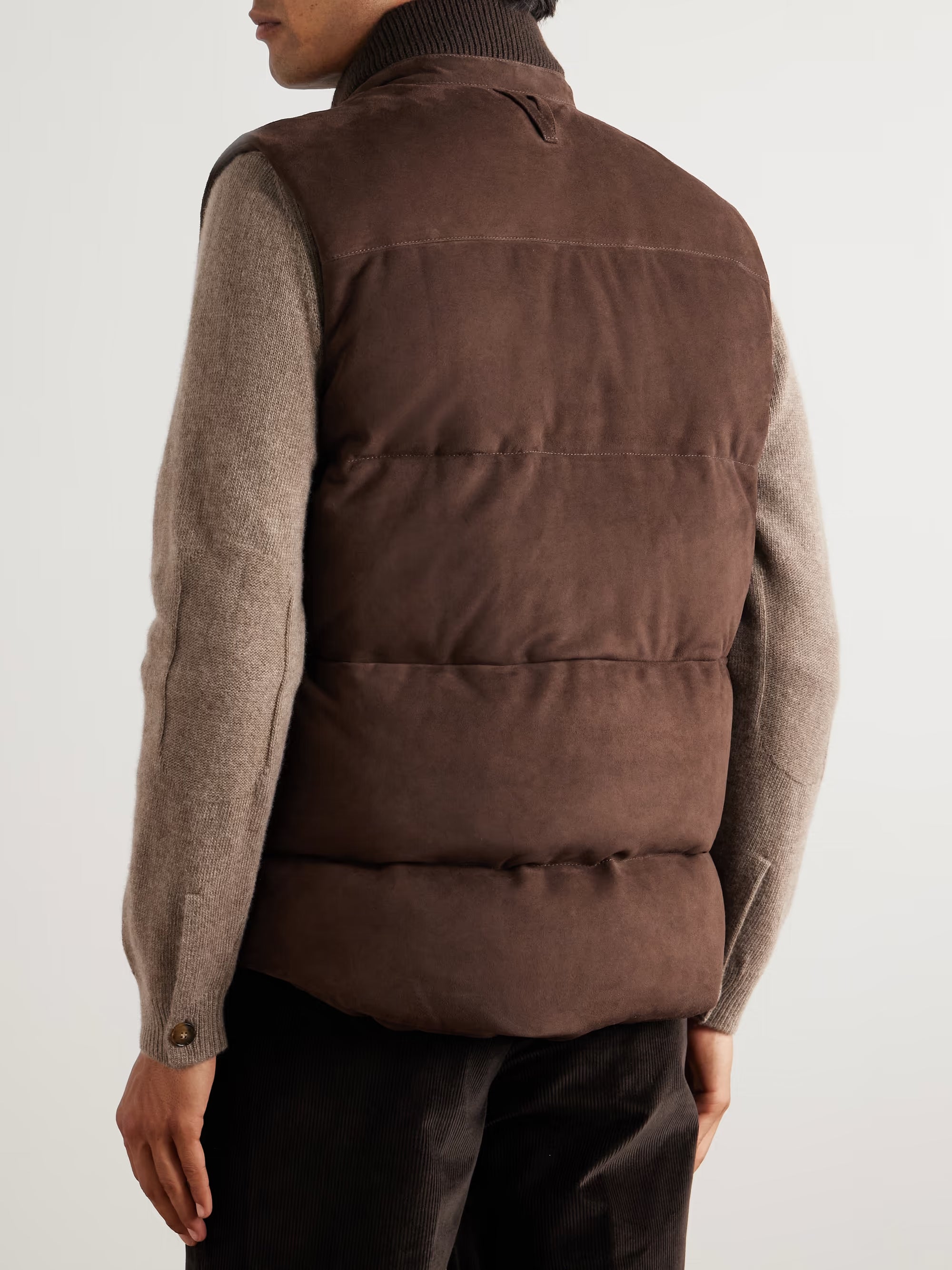VALSTAR Locke Wool-Trimmed Quilted Suede Down Gilet