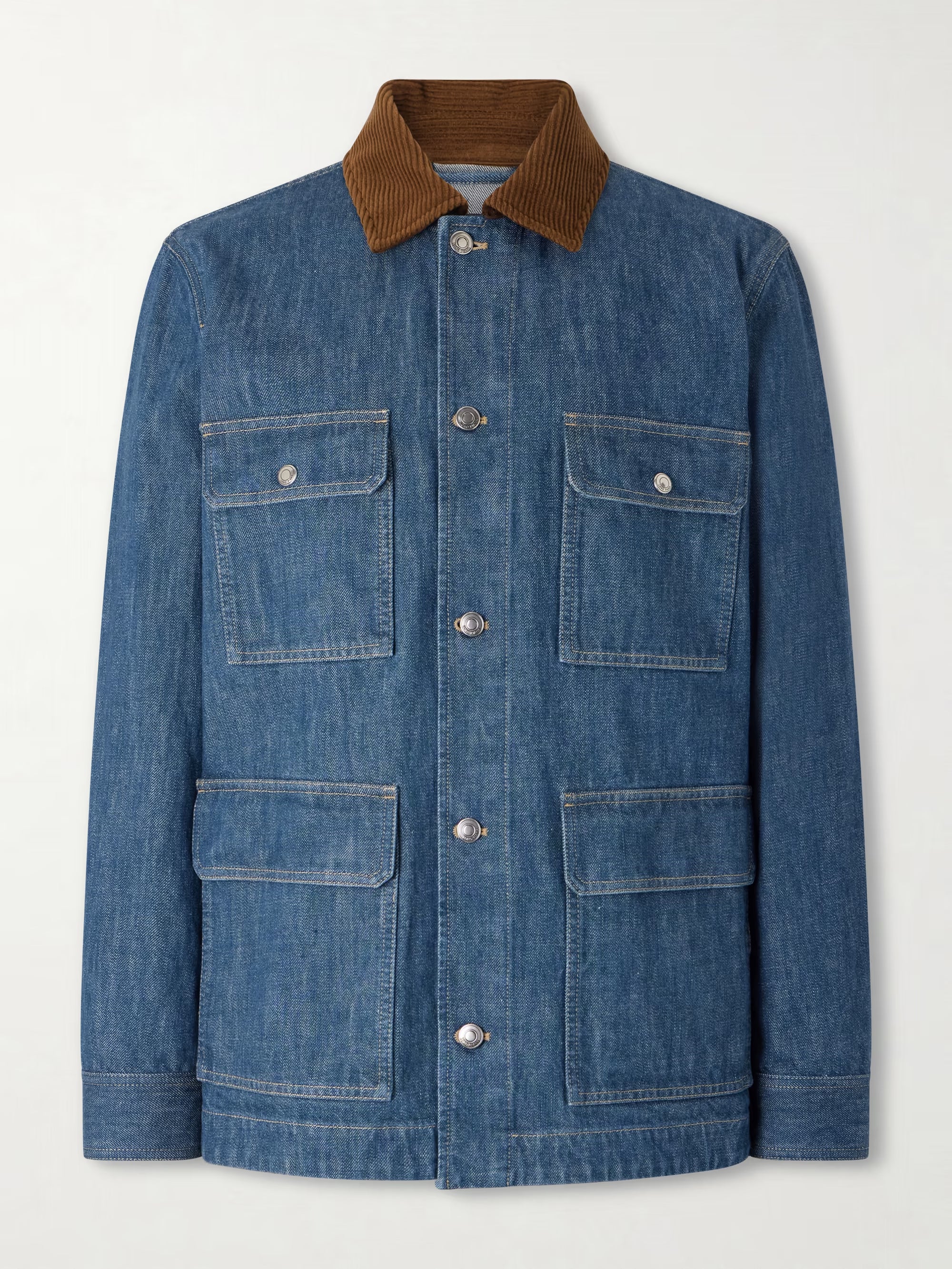 LORO PIANA Austin Corduroy-Trimmed Denim Jacket