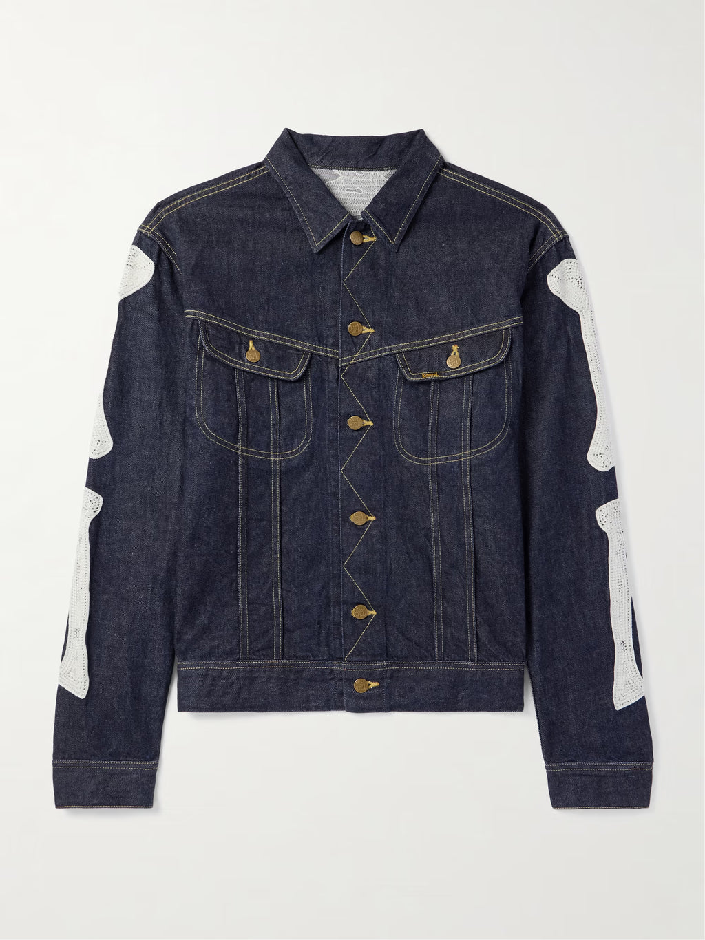 KAPITAL Crochet-Trimmed Denim Jacket
