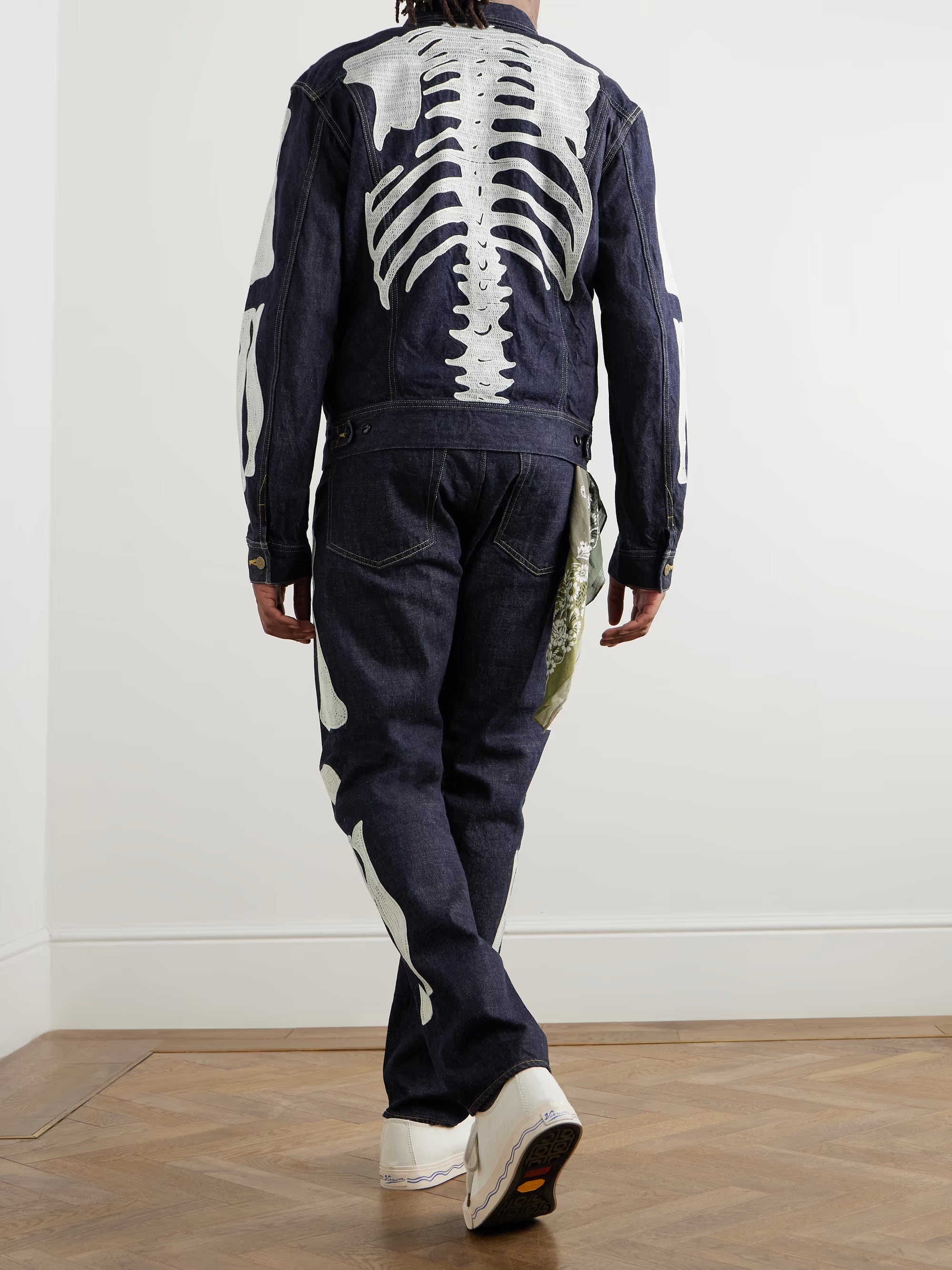 KAPITAL Crochet-Trimmed Denim Jacket