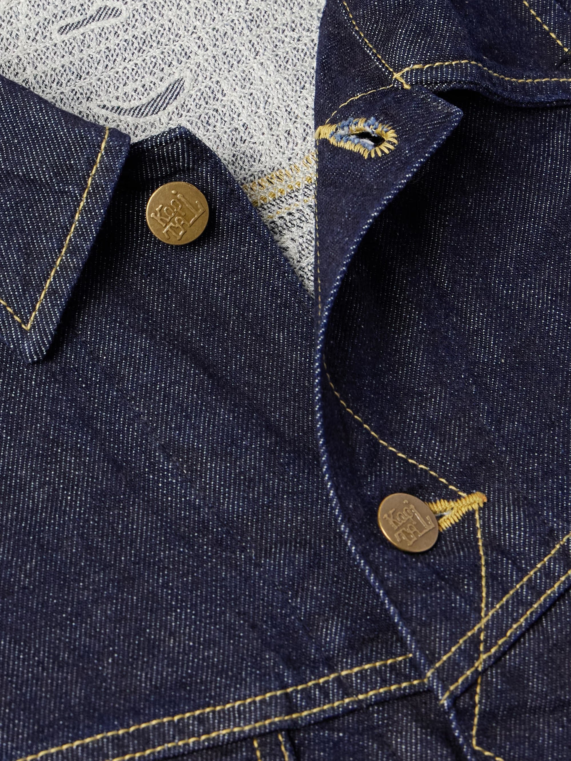 KAPITAL Crochet-Trimmed Denim Jacket